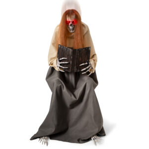 Halloween Animatronics Decorations Sitting Skeleton Ghost, 51'' Animated Lifesize Jumpscare Decor