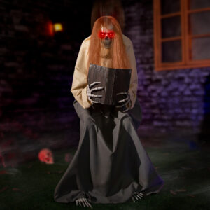 Alternative view of Halloween Animatronics Decorations Sitting Skeleton Ghost, 51'' Animated Lifesize Jumpscare Decor