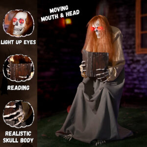 Halloween Animatronics Decorations Sitting Skeleton Ghost, 51'' Animated Lifesize Jumpscare Decor - Image 7