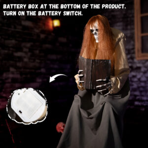 Halloween Animatronics Decorations Sitting Skeleton Ghost, 51'' Animated Lifesize Jumpscare Decor - Image 3