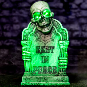 Alternative view of Halloween Decorations Animatronic Tombstone with Skull & Pillars