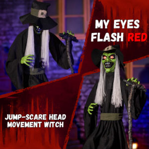 Halloween Animatronic Jump-Scare Witch Decoration - Image 5