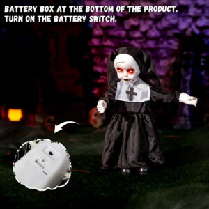 Halloween Decorations Creepy Nun Animatronic, 25-33 Inch Scary Zombie Nun - Image 3