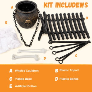 Halloween Decorations Witch Cauldron with Tripod - Image 6