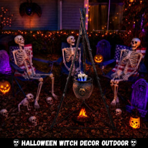 Halloween Decorations Witch Cauldron with Tripod - Image 4